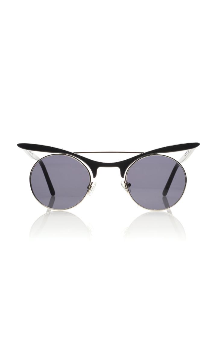 Pushbutton Metal Round Sunglasses