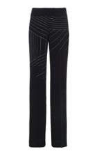 Akris Carla Double Face Embroidered Wool Wide Leg Pants