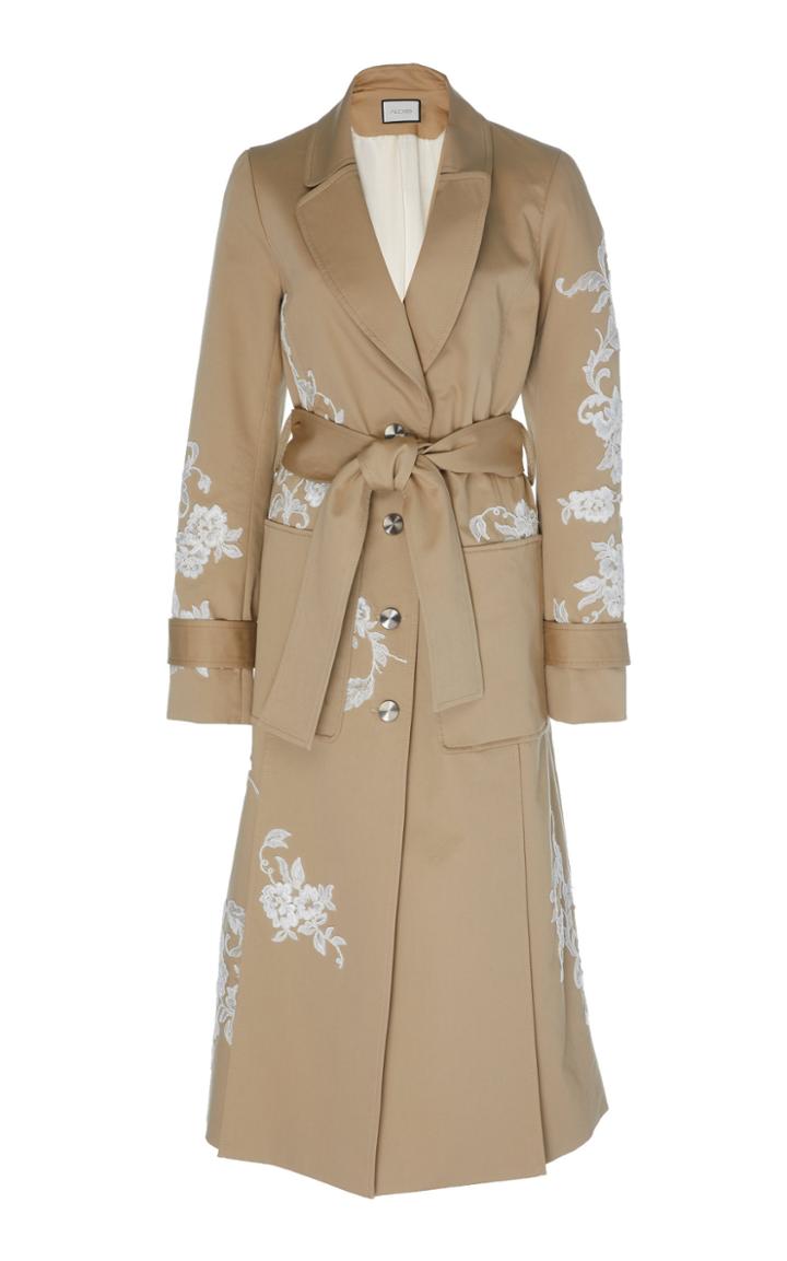 Alexis Prado Floral-embroidered Cotton-blend Trench