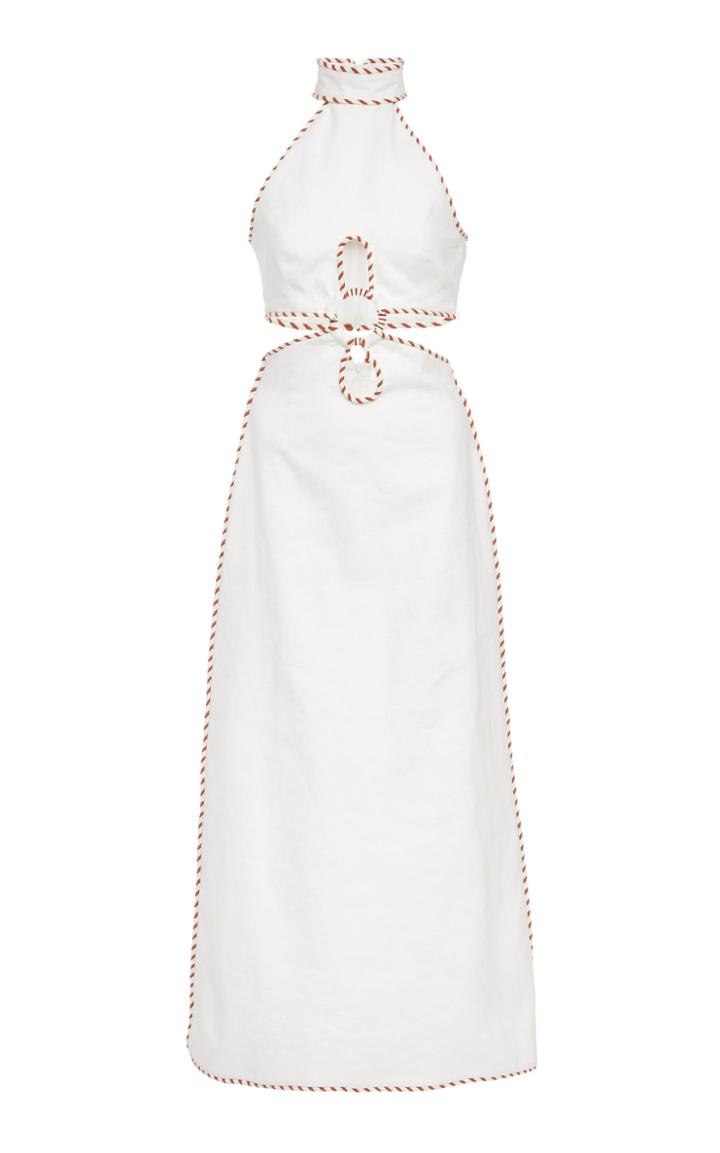 Zimmermann Braid-trimmed Cutout Linen Midi Dress