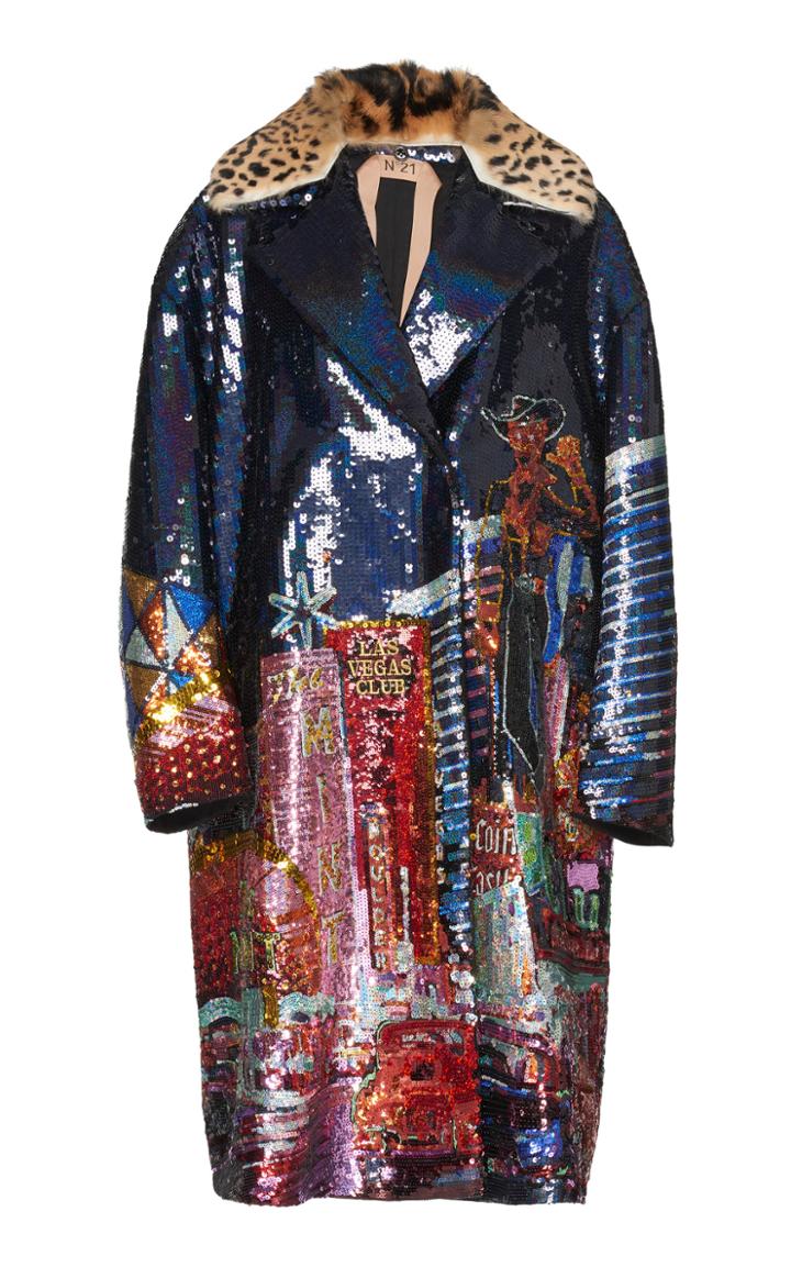 N 21 N&deg;21 Leopard Collar Coat