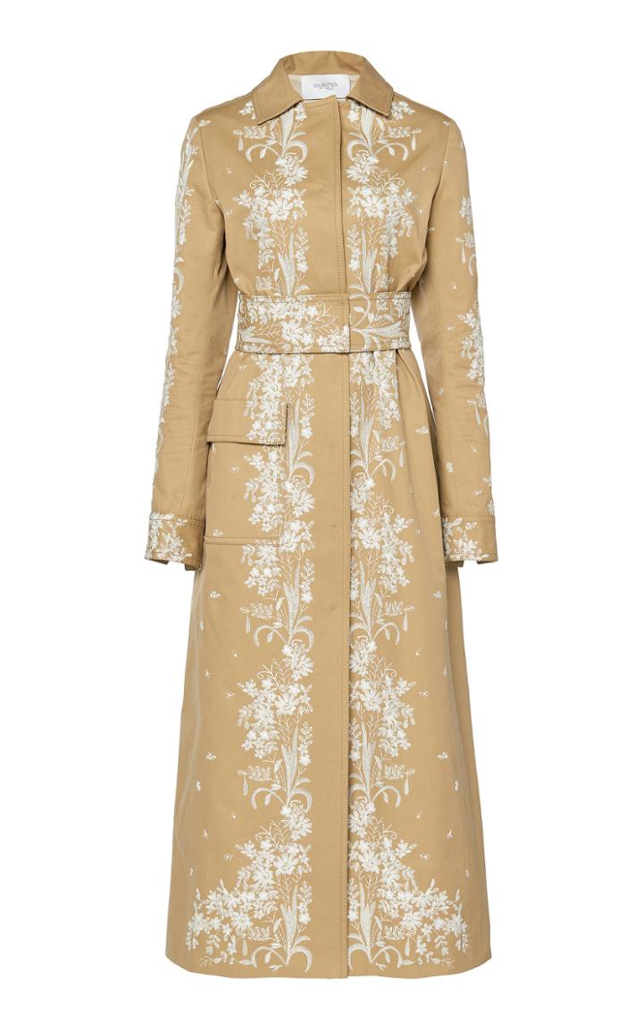 Moda Operandi Giambattista Valli Two-tone Embroidered Midi Coat Size: 40