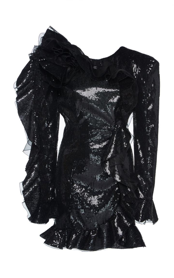 Dundas Low Back Sequin Mini Dress With Ruffles