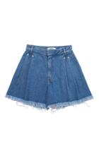 Ksenia Schnaider Medium Wash Frayed Denim Shorts