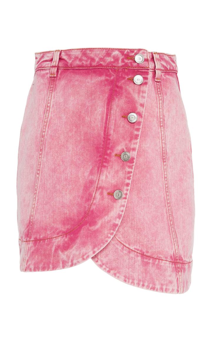 Ganni Button-trim Asymmetrical Denim Mini Skirt