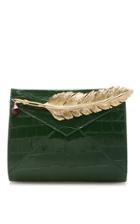Ines Figaredo Crocodile Clutch With Feather