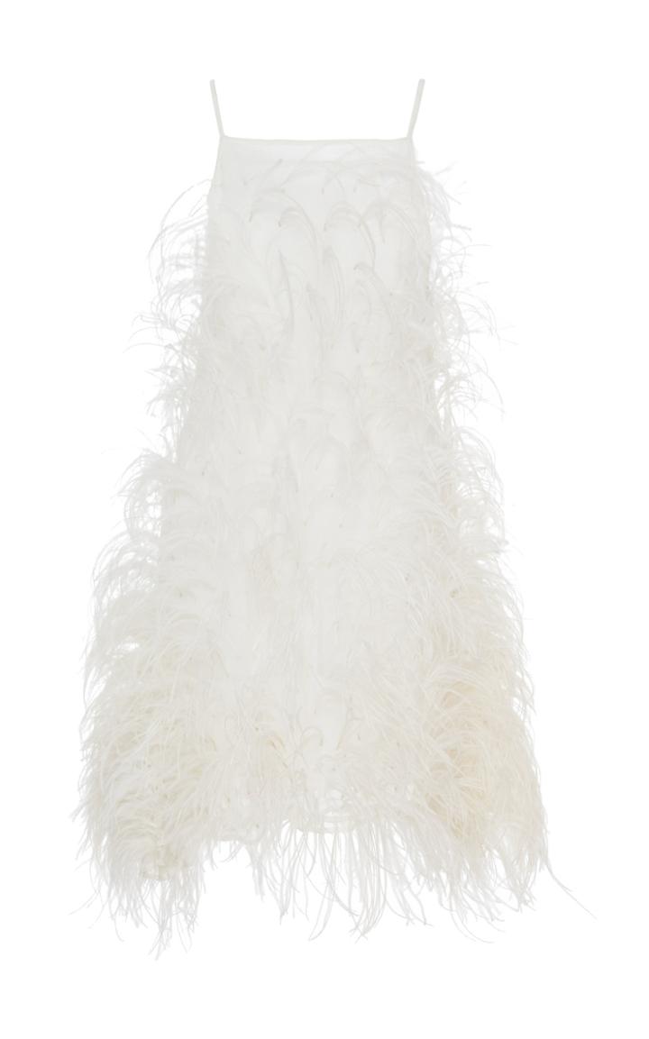 Cult Gaia Shannon Feather-embellished Silk Mini Dress