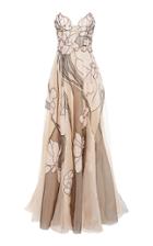 Pamella Roland Strapless Silk Organza Gown