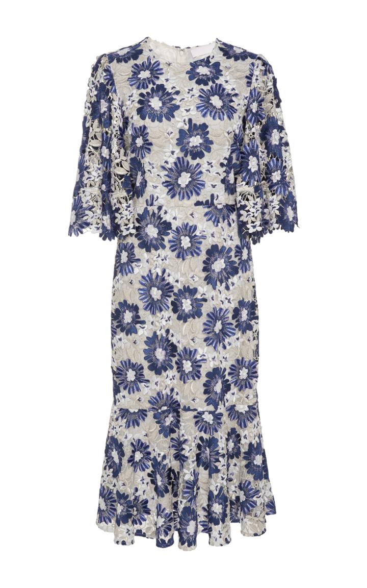 Co Floral Lace Flutter Sleeve Dress