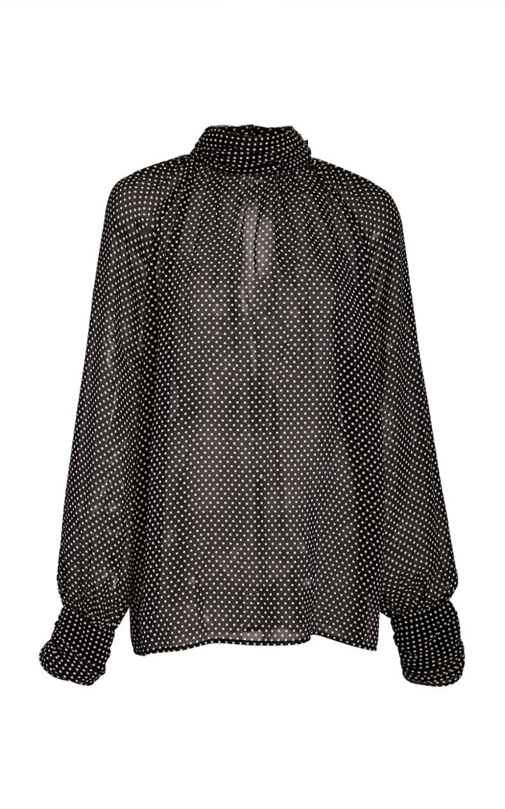 Nili Lotan Alana Sheer Polka-dot Silk Top