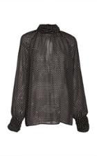 Nili Lotan Alana Sheer Polka-dot Silk Top