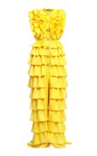 Moda Operandi Balmain Button-detailed Tiered Satin Gown