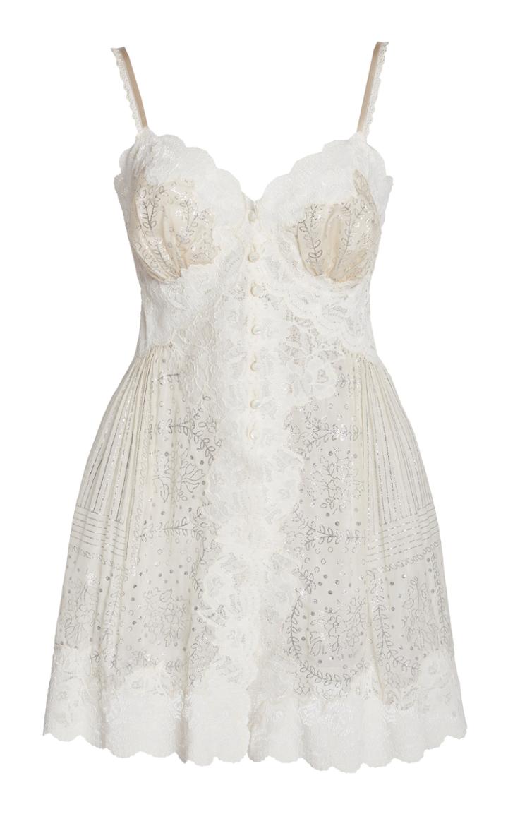 Moda Operandi Paco Rabanne Lace-trimmed Silk Top