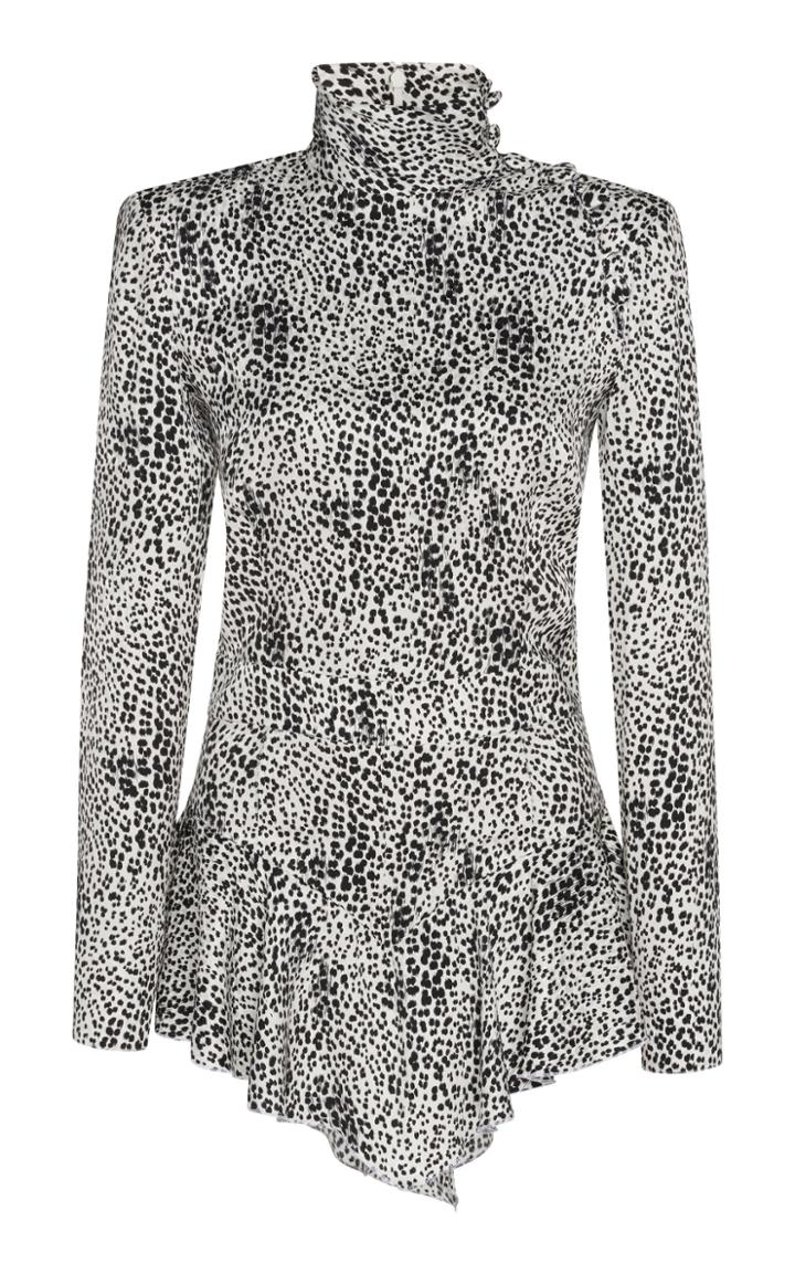 Alessandra Rich Silk Jacquard Leopard Skater Dress