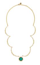 Kathryn Elyse Sunburst 18k Yellow Gold Emerald And Diamond Necklace