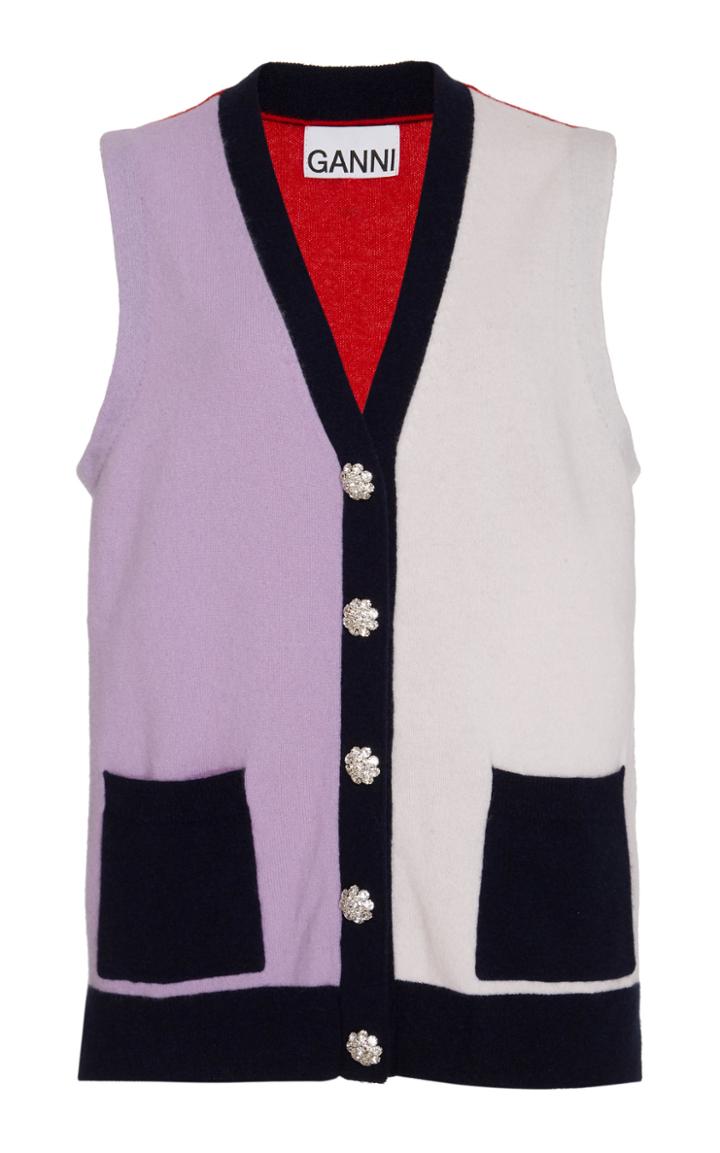 Ganni Cashmere Color Block Knit Vest