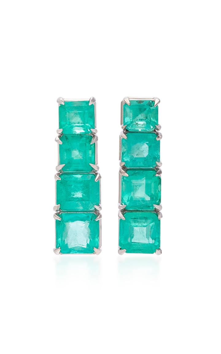 Maria Jose Jewelry 18k White Gold And Emerald Earrings
