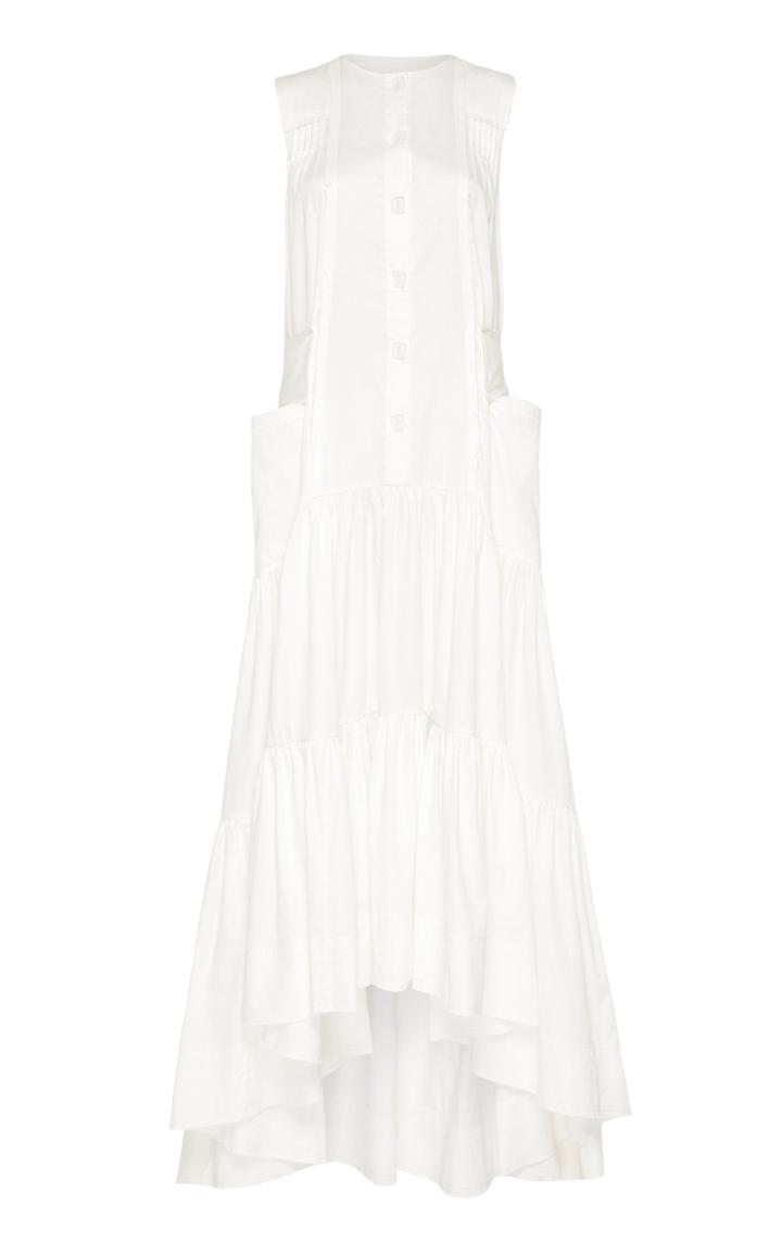 Moda Operandi Aje Hushed Tiered Cotton Button-front Maxi Dress