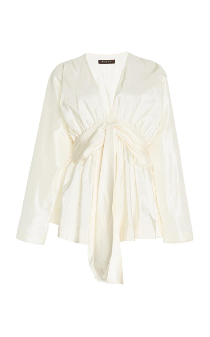 Biyan Janet Belted Taffeta Blouse