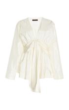 Biyan Janet Belted Taffeta Blouse
