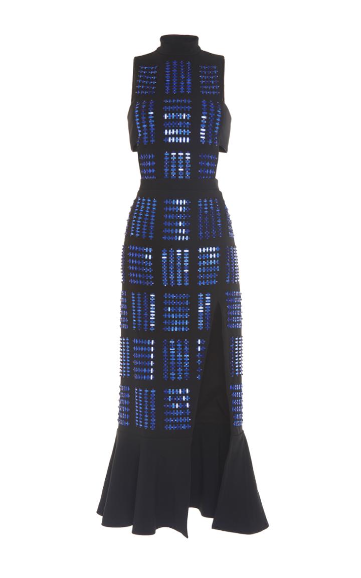 David Koma Embellished Cutout Flounce Dress