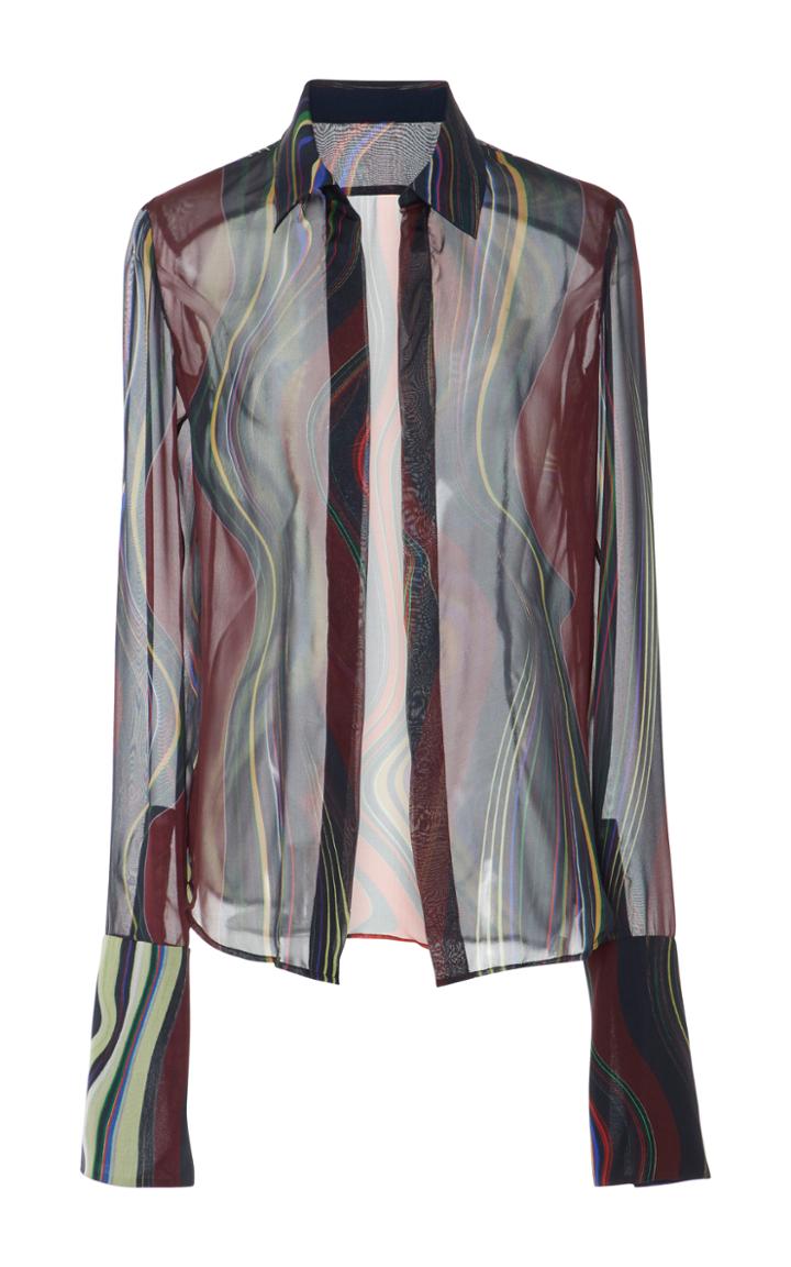 By. Bonnie Young Sheer Printed Blouse