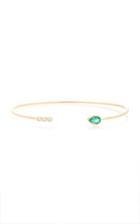 Zo Chicco Pear Shaped Gemfields Emerald And 3 Bezel Diamond Open Cuff