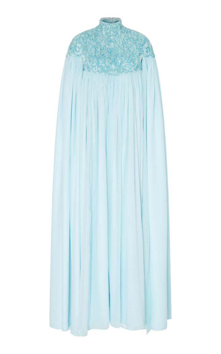 Christian Siriano M'o Exclusive Embroidered Mock Neck Collar Caftan