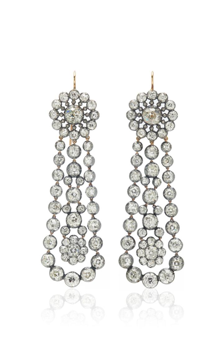 Moda Operandi Stephen Russell One Of A Kind Antique Silver & Diamond Earrings