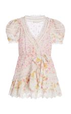 Loveshackfancy Belen Patchwork Floral Cotton Wrap Mini Dress