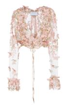 Luisa Beccaria Butterfly Applique Chiffon Tie Front Jacket