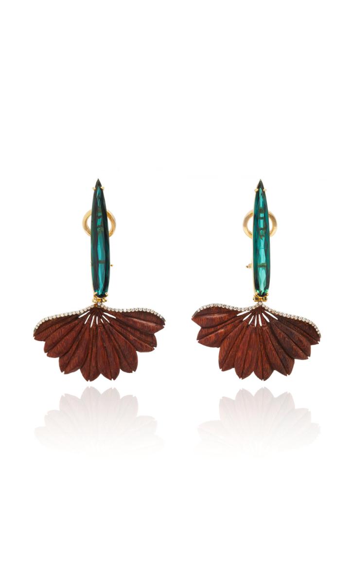 Silvia Furmanovich Sculptural Botanical Marquetry Leaf Earrings