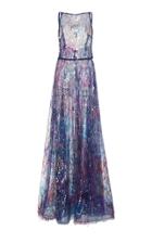 Sandra Mansour Azure Embellished Tulle Maxi Dress