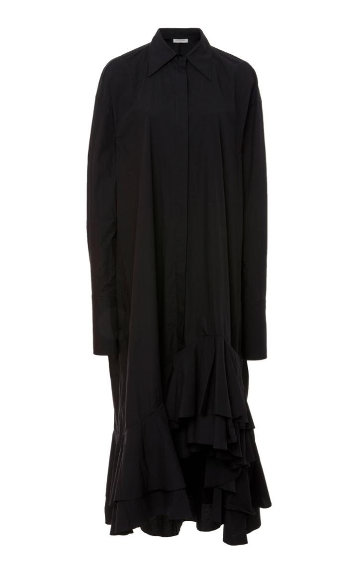 Lee Mathews Hudson Cotton Long Sleeve Flounce Shirtdress