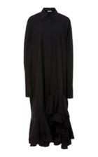 Lee Mathews Hudson Cotton Long Sleeve Flounce Shirtdress