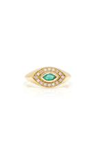 Zoe Chicco 14k Pave Diamond And Marquis Emerald Signet Ring