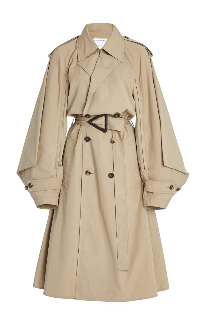 Bottega Veneta Draped-sleeve Cotton-blend Double-breasted Trench Coat