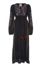 Figue Joni Embroidered Tassel-detailed Cotton Midi Dress
