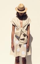 Moda Operandi Silvia Tcherassi Pamona Tie-front Embroidered Cotton Mini Dress