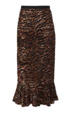 Saloni Aidan Embellished Tiger Print Midi Skirt