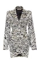 Roberto Cavalli Animal Print Draped Shirt Dress