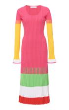 Prabal Gurung Striped Ribbed-knit Midi Dress Size: Xs