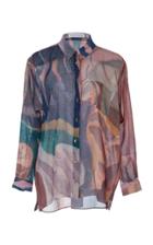 Moda Operandi Sandra Mansour Sauvage Linen Printed Georgette Shirt Size: 36