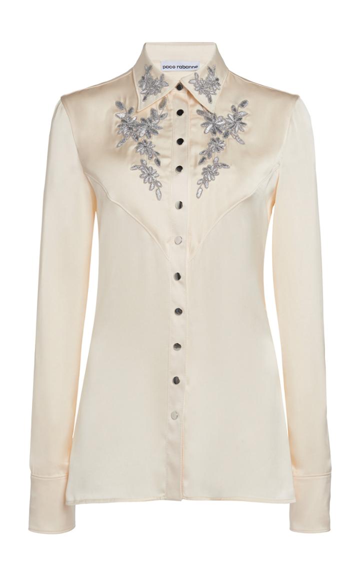 Moda Operandi Paco Rabanne Embroidered Satin Shirt