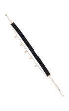 Diane Kordas Black Leather Choker With Chain Of Diamond Shield Charms