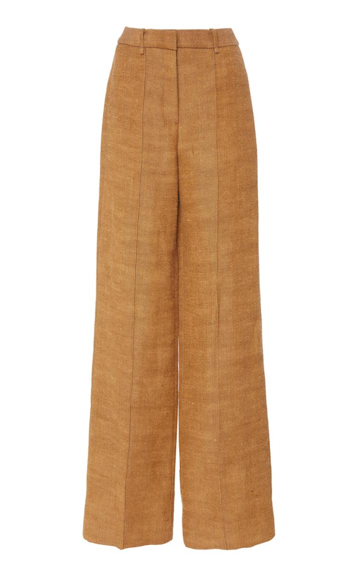 Adam Lippes Wide-leg Canvas Linen High-rise Trousers