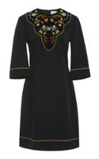 Vilshenko Alexis Velvet Floral-embroidered Mini Dress