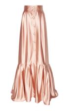 Luisa Beccaria High Waist Satin Flounce Skirt
