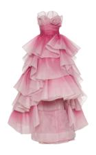 Marchesa Tiered-ruffle Strapless Tulle Gown