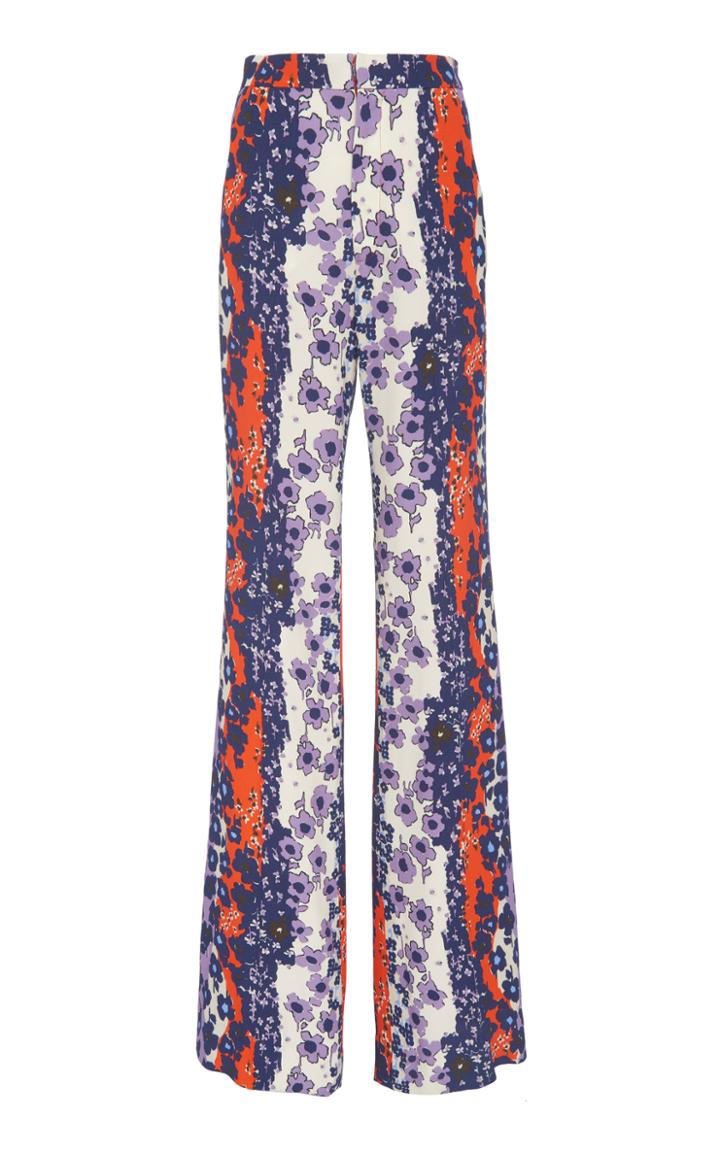 Lela Rose Maggie Printed Satin Wide-leg Pants